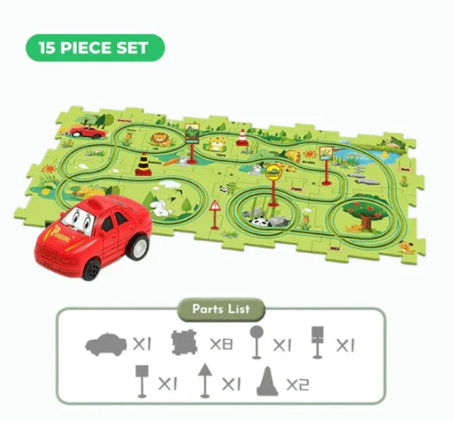 PuzzleRacer Kids Car Track Set